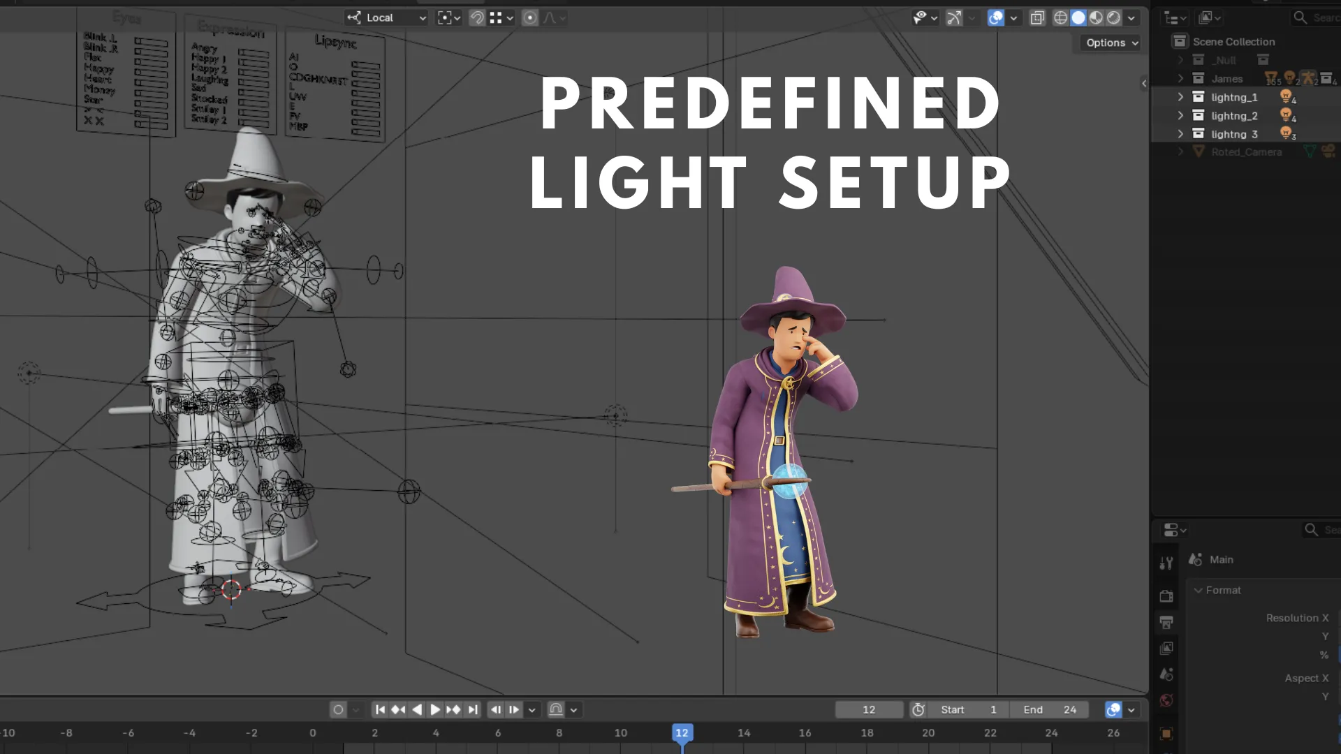 Cartoon Wizard predefined light setup preview