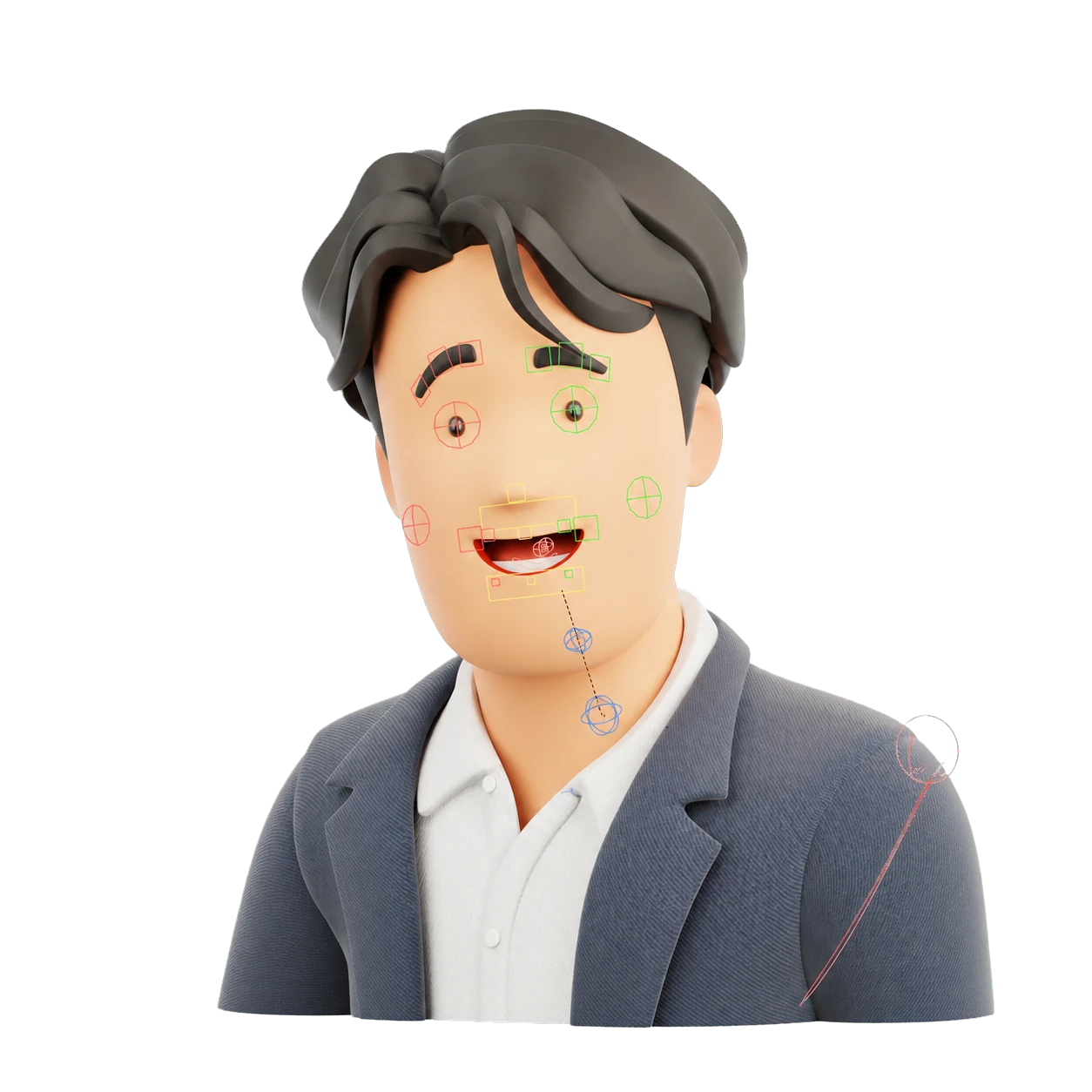 Jamez Business Casual model with simplified facial rig controls
