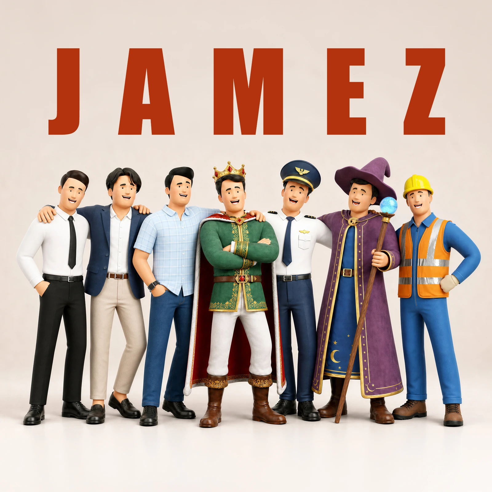 Jamez pack overview with seven reusable character looks