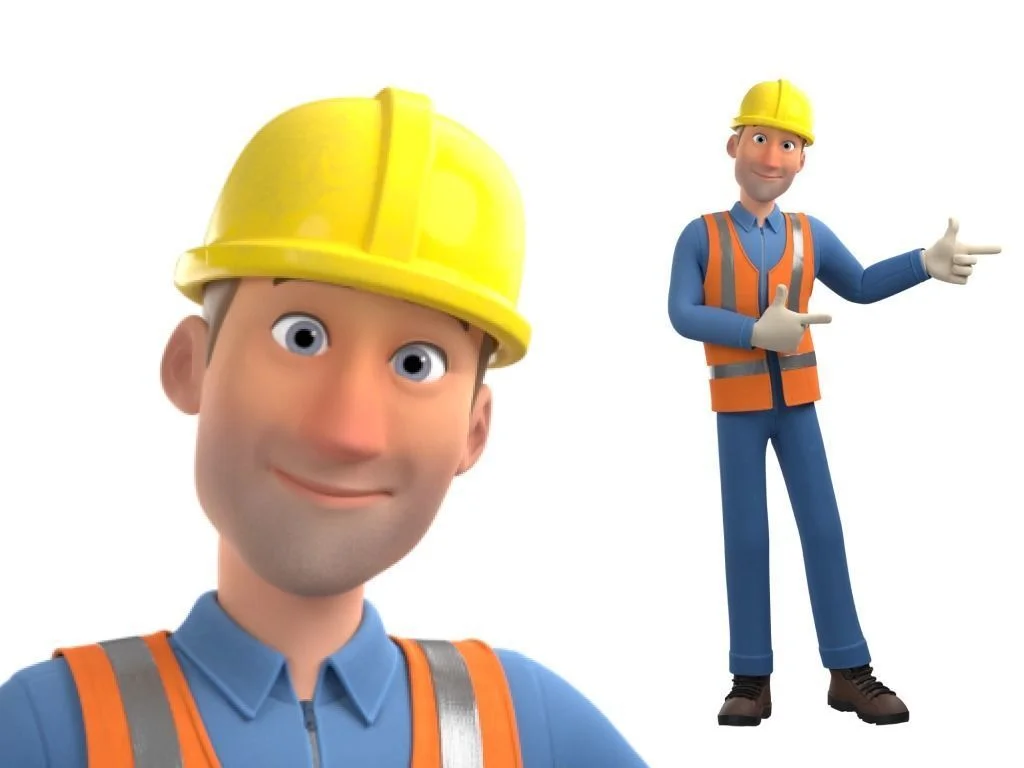 Construction Worker: pose preview worker presenting with open hand