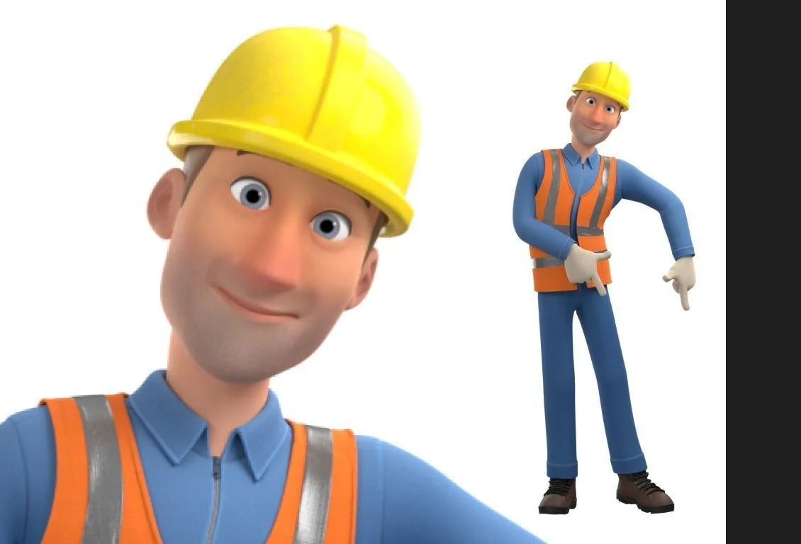Construction Worker: pose preview worker pointing down