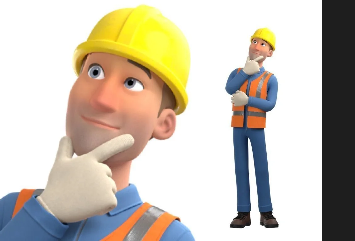 Construction Worker: pose preview worker thinking hand on chin
