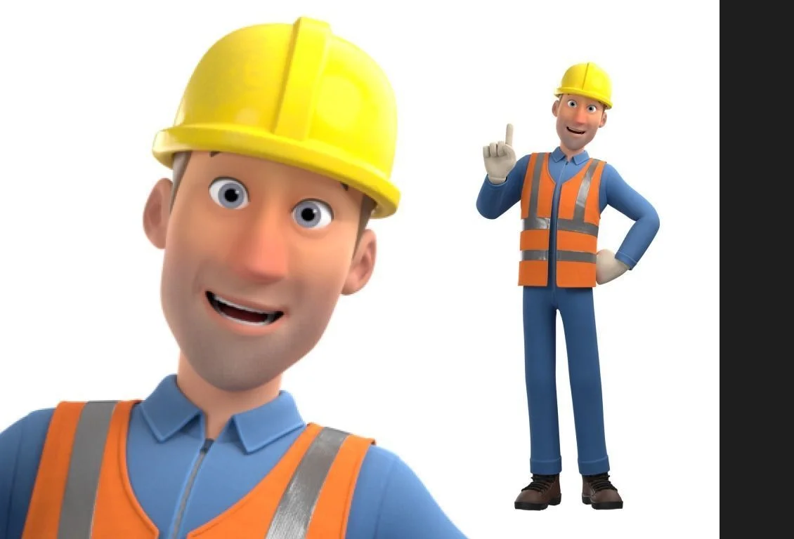 Construction Worker: pose preview worker raising index finger