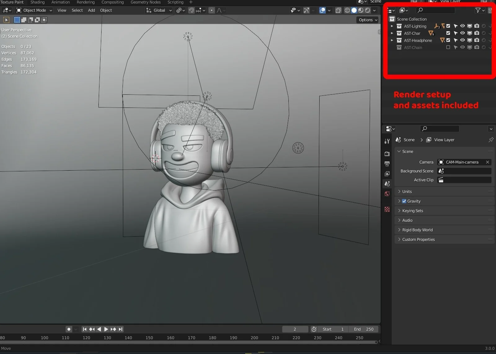 Stylized Character Template: Szenenaufbau und Büste in Blender
