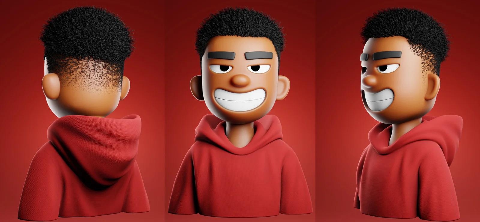 Stylized Character Template: Rück-, Vorder- und Seitenansicht