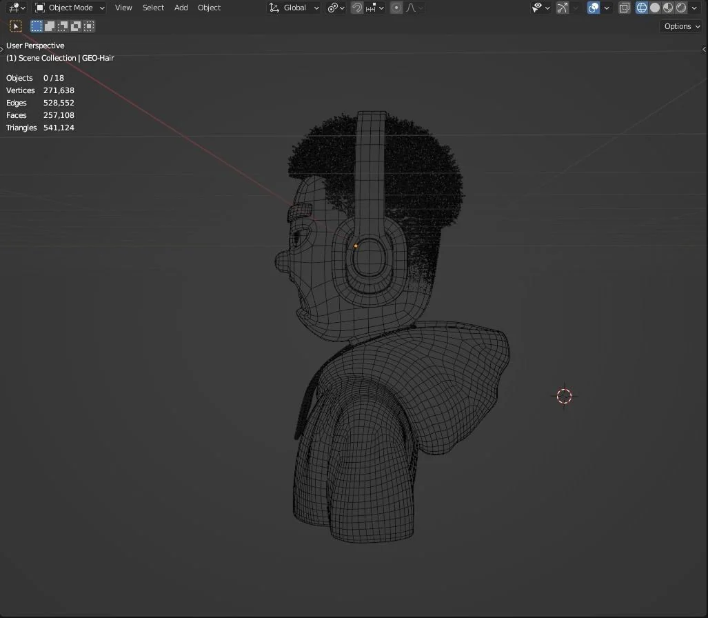 Stylized Character Template: Drahtgitter der Büste im linken Profil