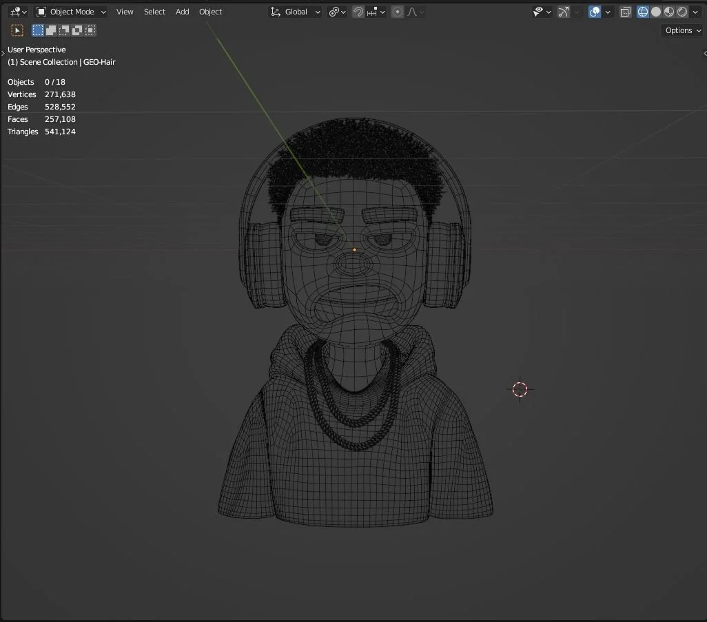 Stylized Character Template: Drahtgitter der Büste von vorn