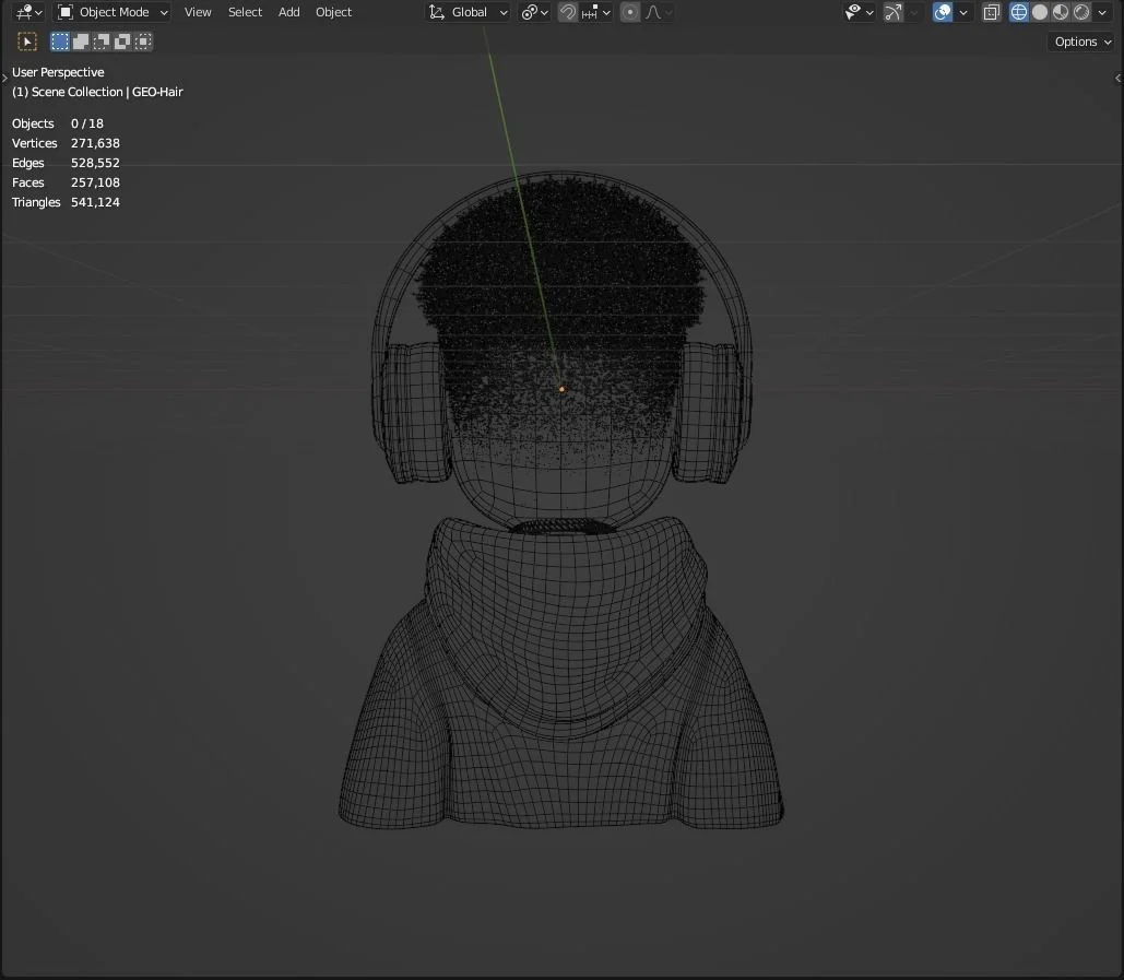 Stylized Character Template: Drahtgitter der Büste von hinten