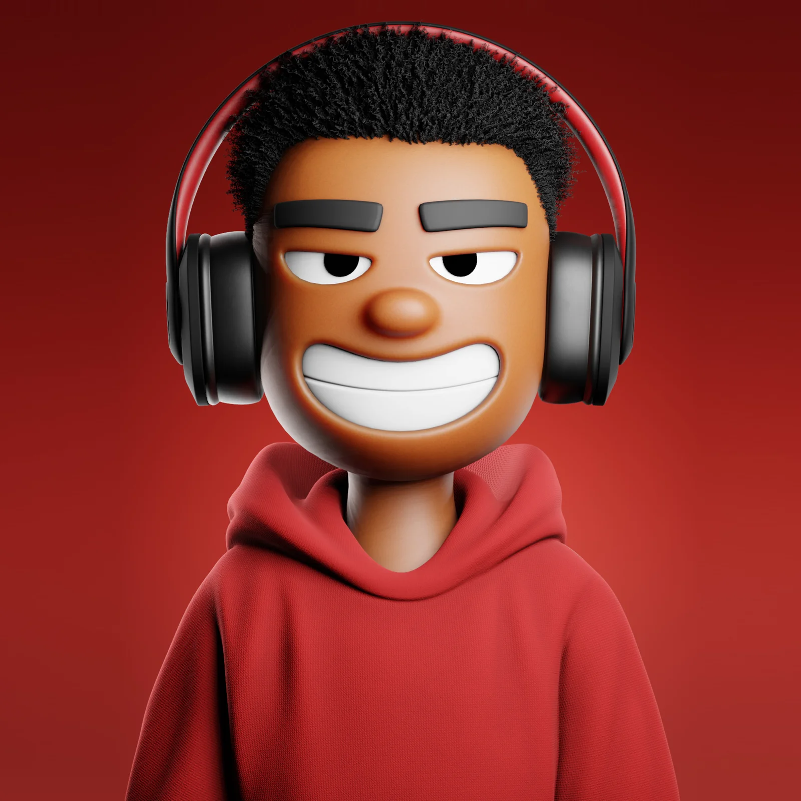 Stylized Character Template: quadratisches Renderbild mit Lächeln und Kopfhörern