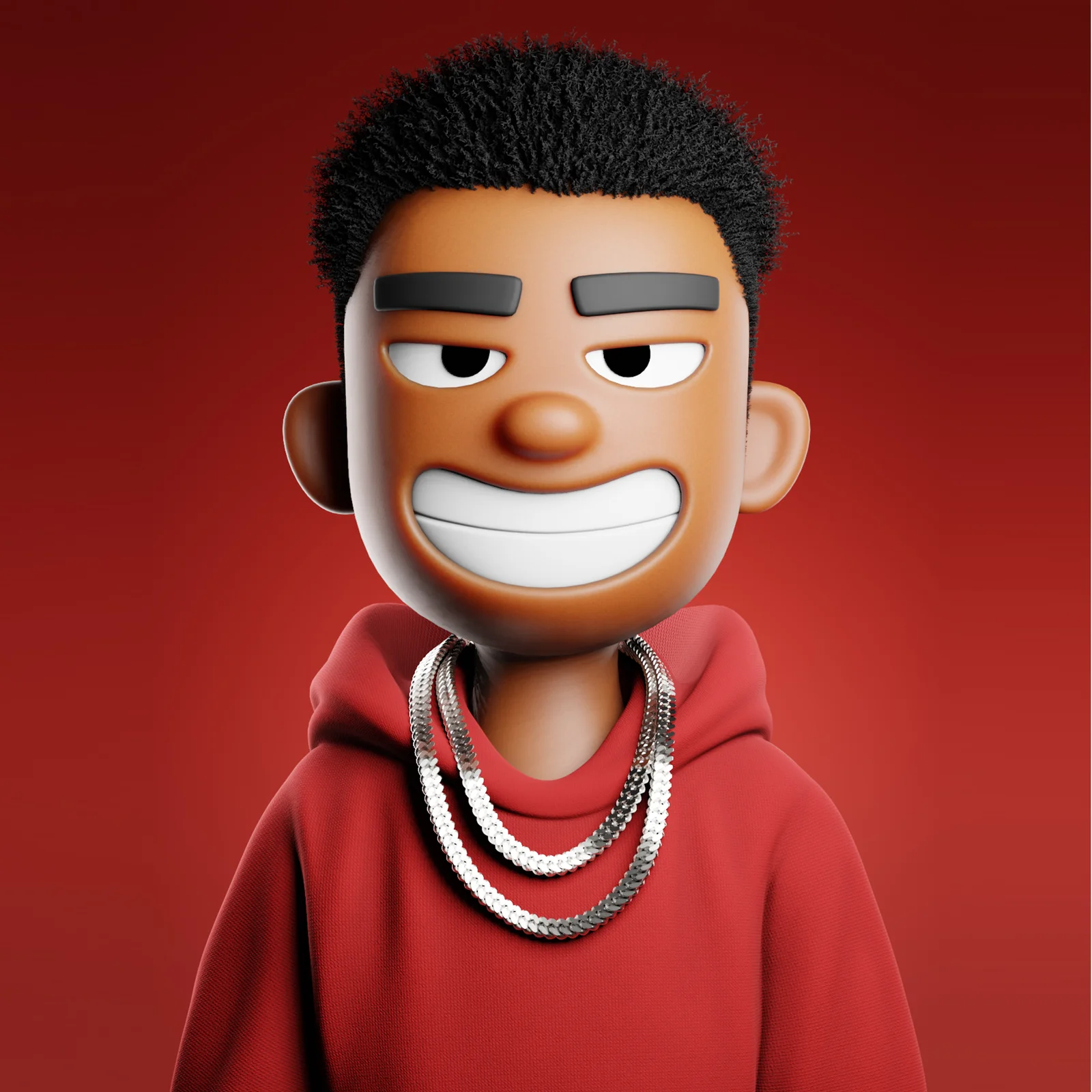 Stylized Character Template: quadratisches Renderbild mit Lächeln und Halsketten
