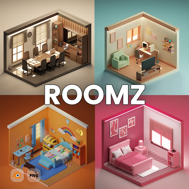 Cartoon 3D rooms