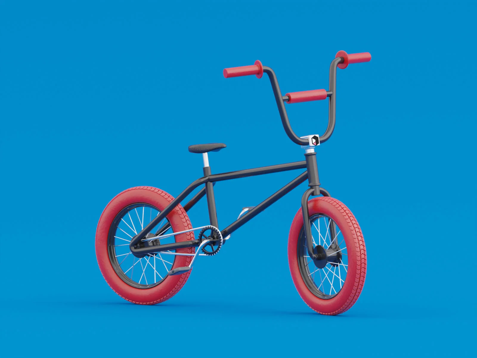 Stilisiertes blau-rotes BMX-Rad