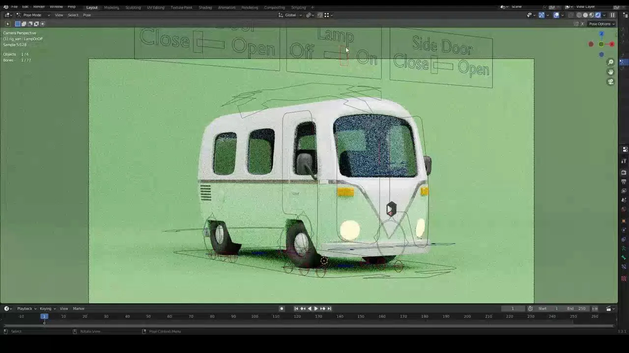 Vehiclez-Transporter mit Rig-Steuerungen in Blender