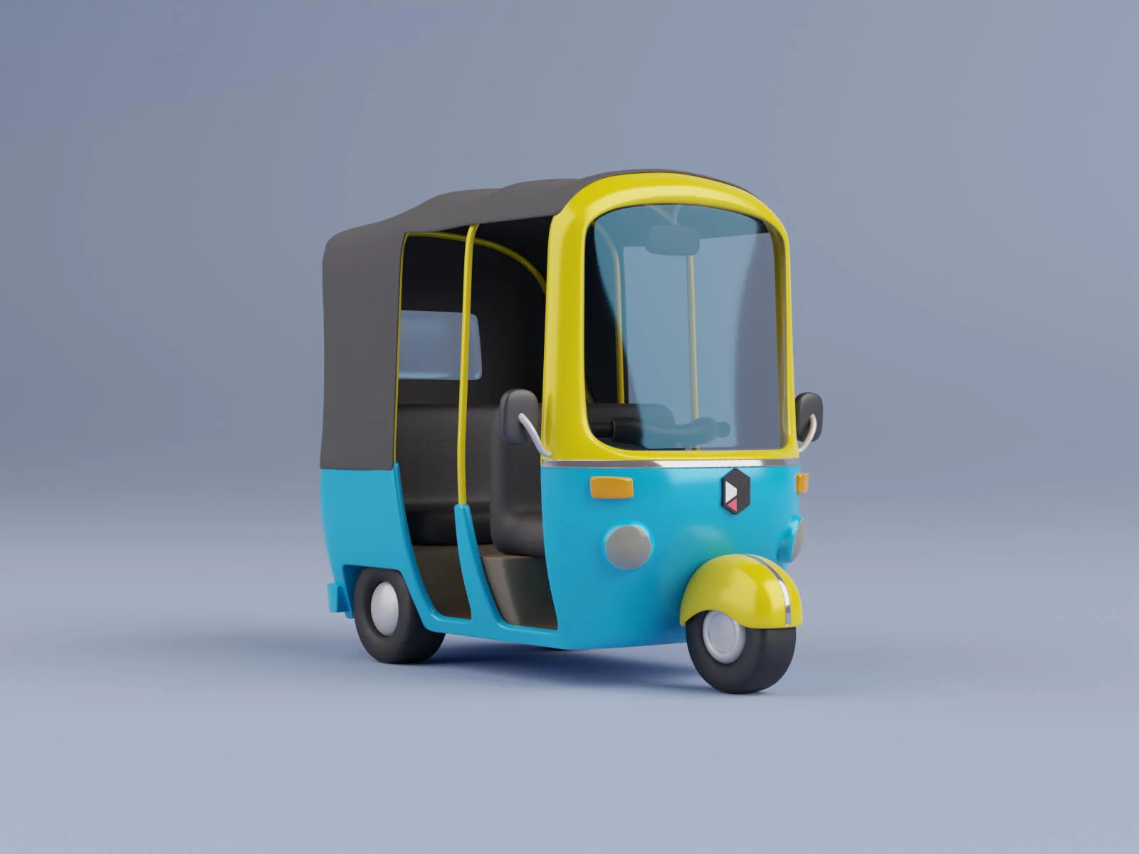 Blau-gelbes Cartoon-Tuk-Tuk